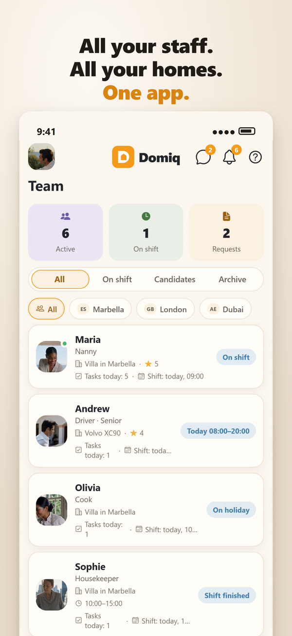All your staff. All your homes. One app.